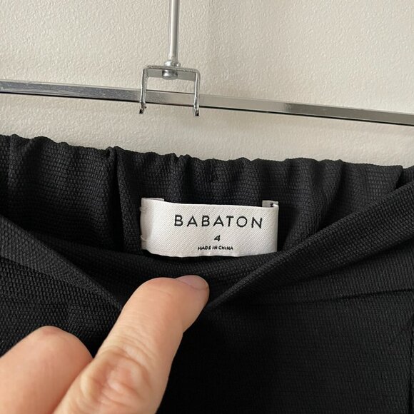 Aritzia Babaton Cohen Pull On Mid Rise Pleated Straight Cropped Pants Black 4 - Picture 7 of 9